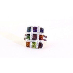 Bellarri Retired 18ct Gold Mosaic Ring with Diamonds, Tourmaline, Topaz, Citrine